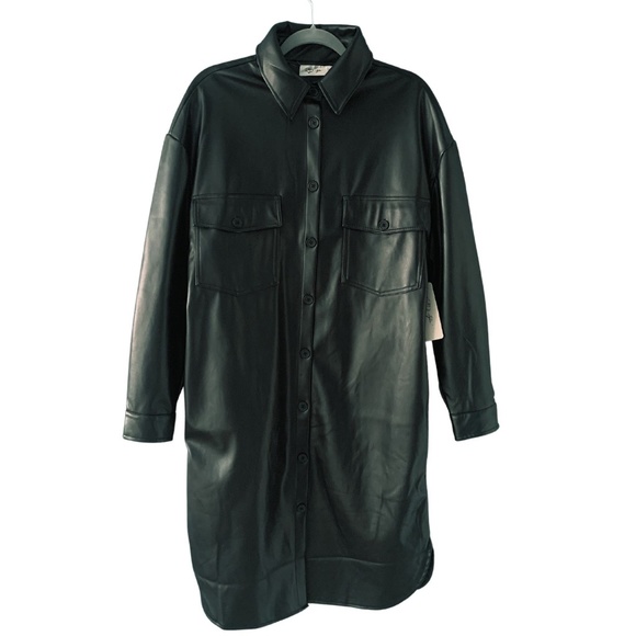 NWT Vegan Leather trench coat Size M - Picture 1 of 6